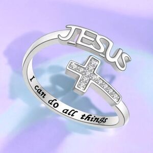 Jesus Cross Adjustable Ring